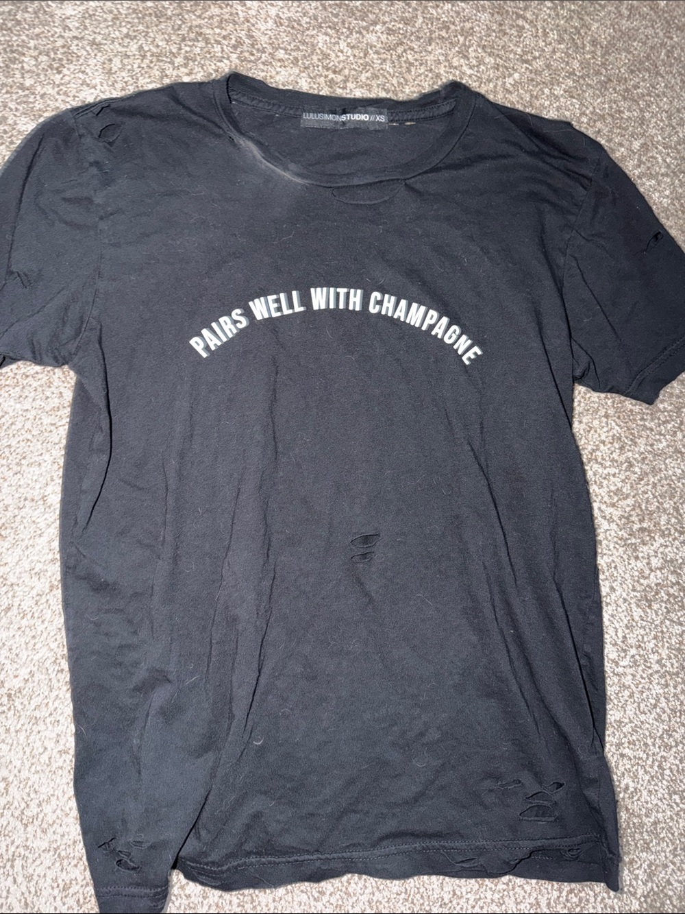 Vici Black Short Sleeve Graphic Tee - "Pairs Well With Champagne"